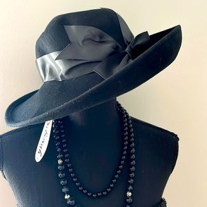 NWT Deborah New York black wool hat special occasion hat church, Kentucky Derby
